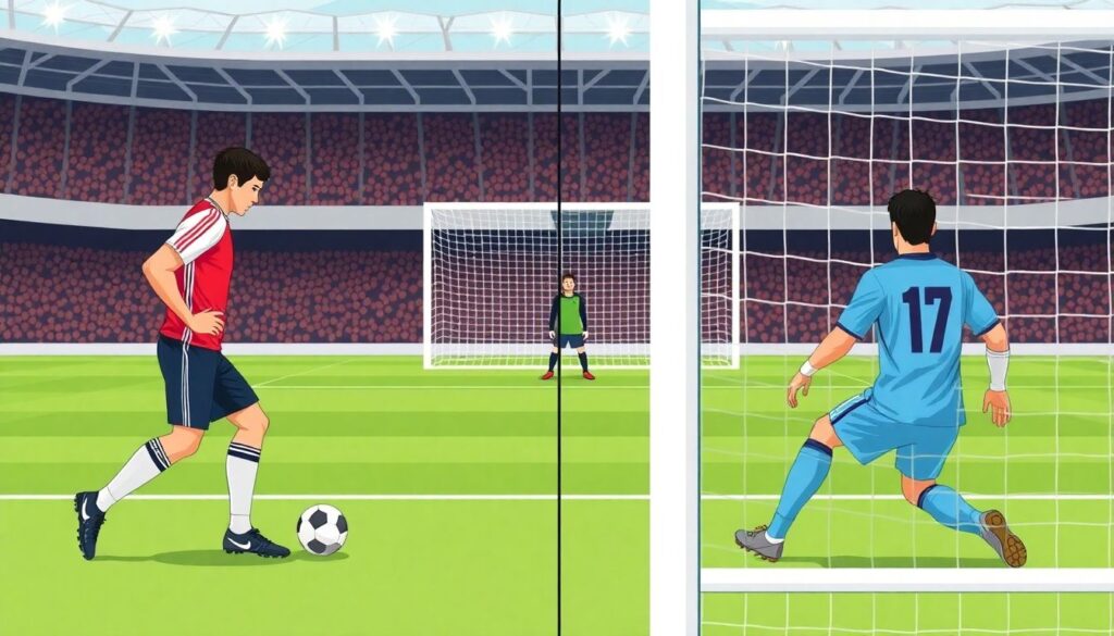 Treinamento mental para cobrança de pênaltis: foco, respiração e tomada de decisão - иллюстрация