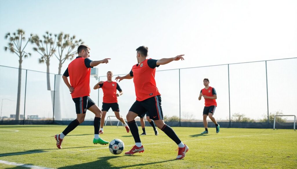 Rutinas de entrenamiento físico específicas por posición: defensores, mediocampistas y atacantes - иллюстрация