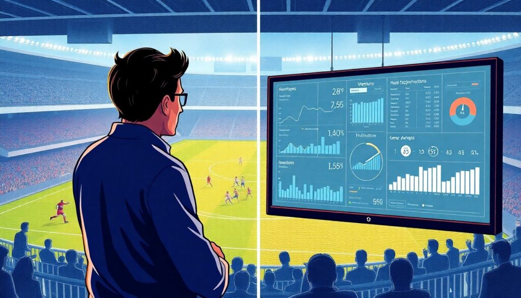 Cómo usar datos y estadísticas en el análisis de partidos sin perder la visión humana y contextual del juego - иллюстрация