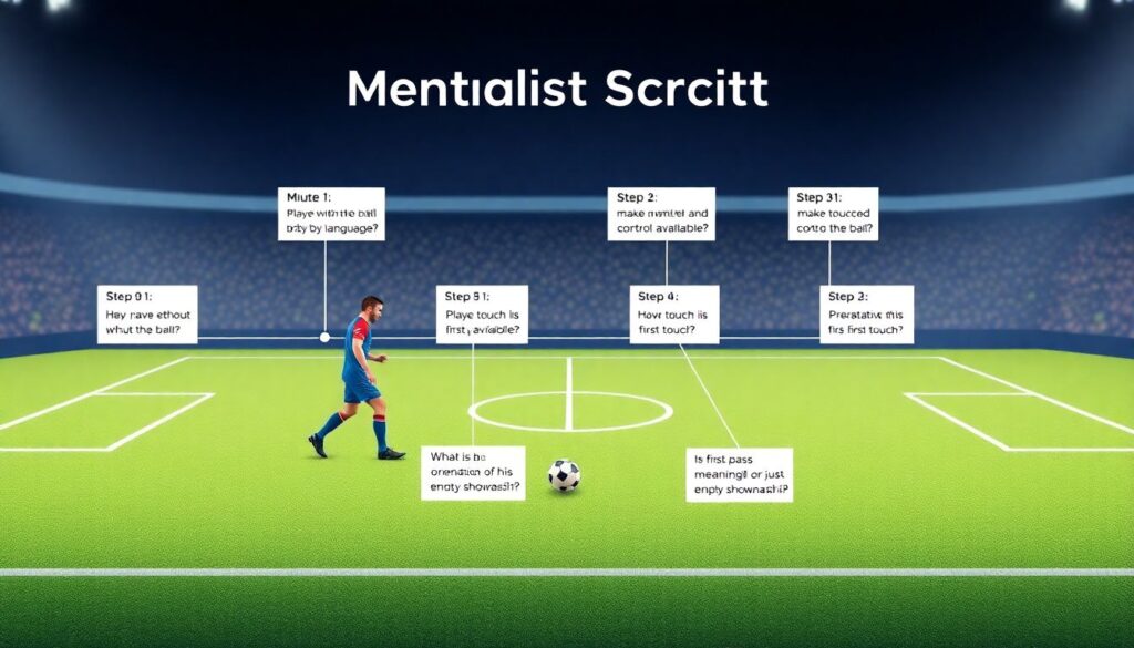 Qué observa un mentor de fútbol en los primeros 5 minutos viendo a un jugador - иллюстрация