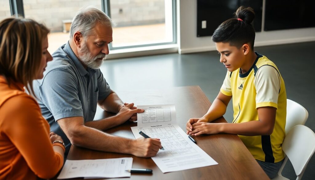 Cómo padres y entrenadores pueden trabajar juntos en la mentoria em futebol de jóvenes atletas - иллюстрация