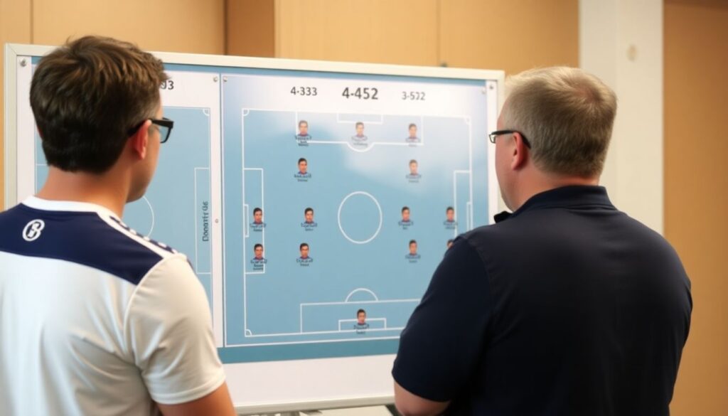 Análise comparativa de esquemas táticos (4-3-3, 4-4-2, 3-5-2): qual favorece seu estilo de jogo - иллюстрация